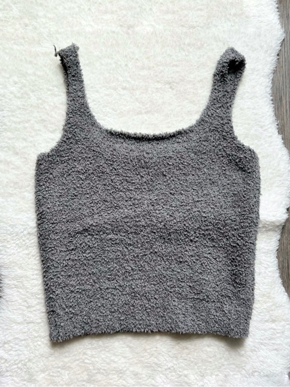 Skims Gray Fuzzy Knit Women's Tank Top